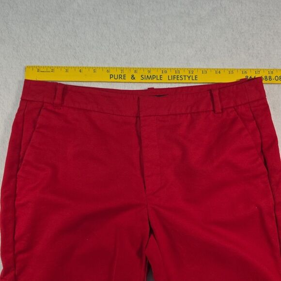 Zara Basic Collection Chino Fit Pants Women's  Size 10 Tapered Red Cotton Blend - Picture 6 of 9